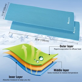 NACHLYNN 6 Pcs Cooling Towels 40" x 12" Soft Breathable Chilly Towel Instant Cooling Ice Towels for Work Run Yoga Camping Exercise Gym Rock Climbing and Other Activities