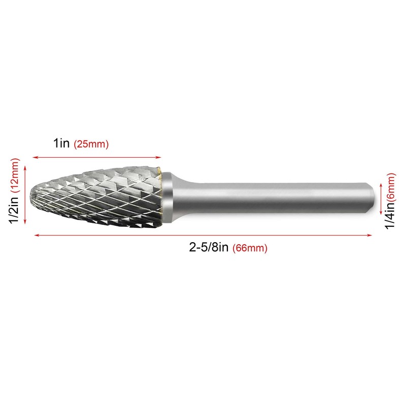 HAUTMEC Ball Nose Tree Tungsten Rotary File Carbide Burr Double