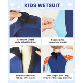 Gogokids Wetsuit Children's 2.5 mm Neoprene Thermal One-Piece Wetsuits for Kids One Piece Neoprene Shorty for Children for Water Sports Surfing Swimming Diving