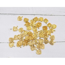 Ruwado 50 Pcs Heart Charms Antique Silver Pendants Beads Supplies for DIY Jewelry Making Necklace Bracelet Accessories Making Finding Earring Keychain Craft Project (Gold)