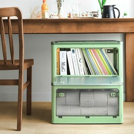 40L organizer 56L open living box door folding box translucent wheels The Home 5-sided open living = box (40L white)