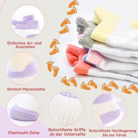 HYCLES Baby Non-Slip Grip Socks Toddler Non-Slip Socks with Grippers Infant Newborn Cotton Ankle Socks for Girls Boys 12 Pairs 0-5 Years, 01#Girl Assemble