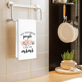 OINDADE Mimi Gifts Kitchen Towels, Gifts for Mothers Day Mimis Hand Towels, My Favorite People Call Me Mimi Dish Tea Towel for Kitchen Decor, Mimis Grandma Gift from Grandkids Bathroom Decor, 16x24In