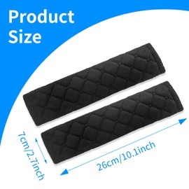 Hevysuo Pack of 4 Removable Car Seat Belt Pads, Plush Fur Seat Belt Pads, for Car Belts, Backpacks, Prams, Black, 10.2 x 2.7 Inches