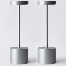 2 Pack Cordless Rechargeable Led Table Lamp, 5000mAh Battery Operated/Powered Metal USB Desk Lamp, Portable Outdoor Light, Stepless Dimmable, for Outside/Indoor/Restaurant/Home/Dinner/Patio