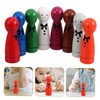 WOONEKY 8pcs Small Wooden Dolls Educational Set Safe Smooth Peg