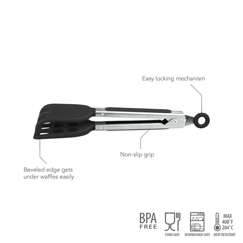 Tovolo Waffle Tongs Mini Silicone Kitchen Tongs for Cooking Serving,