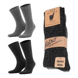 Aytuğ Çorap - Calcetines de alpaca para hombres y mujeres, 2 pares de calcetines térmicos acogedores calcetines gruesos, Gris/Gris Antracita, Small