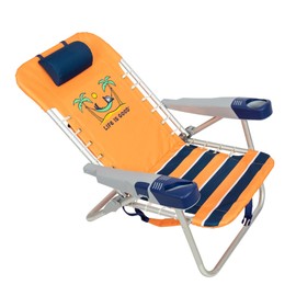 Life is Good 4-Position Lace-up Backpack Beach Chair with Pillow, Cup and Phone Holder, Canyon Orange
