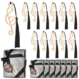 60 Pcs Hollow Music Note Bookmarks with Elegant Silk Tassel, Metal Note Bookmarks with Gift Box, for Baby Shower Favors Office Supplies School Gifts Wedding Party Decoration Guests Souvenirs