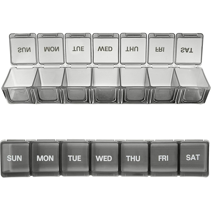 Weekly Pill Organizer with 7-Day Medication and Vitamin Holder Container,