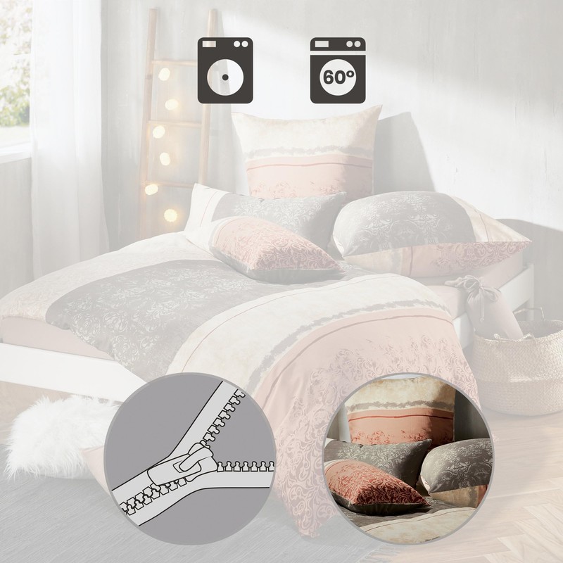 Erwin Müller Cushion Cover Organic Maco Satin Ornaments Red Pebble