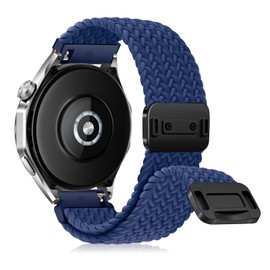 RanBluu 22 mm 20 mm Nylon Strap, Braided Replacement Strap, Elastic Watch Strap with Magnetic Clasp (22 mm, Blue)