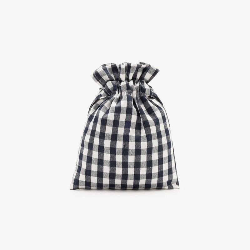 Afternoon Tea Living JA02 Gingham Drawstring Pouch, Check, Black