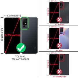 TJS Case for TCL 40 XL & T608DL, Lively Jitterbug Smart4 - Tempered Glass Screen Protector, Metal Ring Kickstand Heavy Duty Drop Protector (Red)