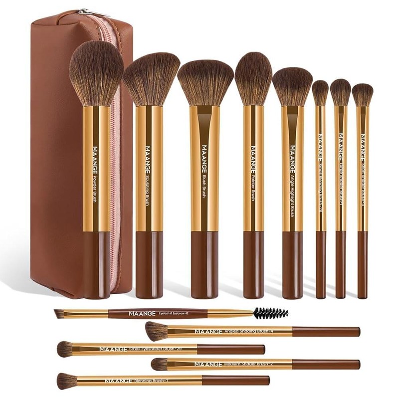 MAANGE 13 PCS 메이크업 브러시 전문가용 프리미엄 합성 파우더 컨실러