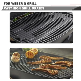 Full Size Q1000 Q1200 Grates Replacement for Weber Q Grill Grate Q1000 Q1200 Q120 Q100 Q140 Q1400 Grill Grates 7644 Weber Q Grill Replacement Parts 7582 Baby Q 100 Replacement Grill Grates Accessories