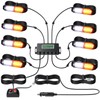 EYPINS LED Surface Mount Strobe Lights Kit,White Amber Flashing Car