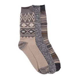 MUK LUKS Men's 3 Pair Pack Microfiber Boot Socks, Neutral, OS (10-13), Neutral, One Size