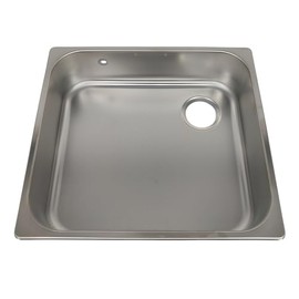 Suburban Stainless Steel Undermount Sink 12-5/8” x 13-7/8” x 3-1/2” Deep, RV, Marine, Single Bowl Undermount Sink with Drain and Faucet Holes