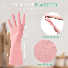 URSMART Reusable Household Gloves - Waterproof Rubber Latex Cleaning Laundry Gloves Dishwashing Gloves for Kitchen Dish Washing Laundry Cleaning (6L Color Random)