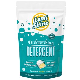 Lemi Shine Natural Dishwasher Pods - All-in-One Powder & Gel Dishwasher Detergent Pods with Powerful Citric Acid, 42 Count