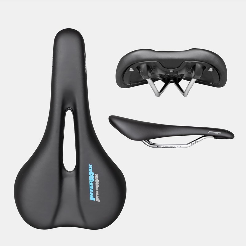 INTERMAX Bike Saddle Seat Wide Hole Shock Absorption Chromoly Soft