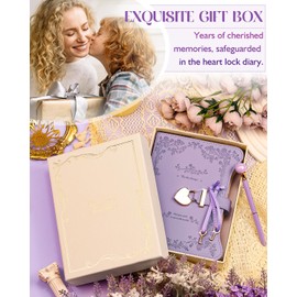 hi! SCI Diary with Lock and Keys for Girls & Women, 360 Pages Journal with Lock for Girls Gift Ideas, Girls Locking Diary with Pen, Cute Journals Set for Teen Girls Ages 8-12, Ideal Gifts for 8 9 10 11 12 13 14 Year Old Girl (Lavender Purple)