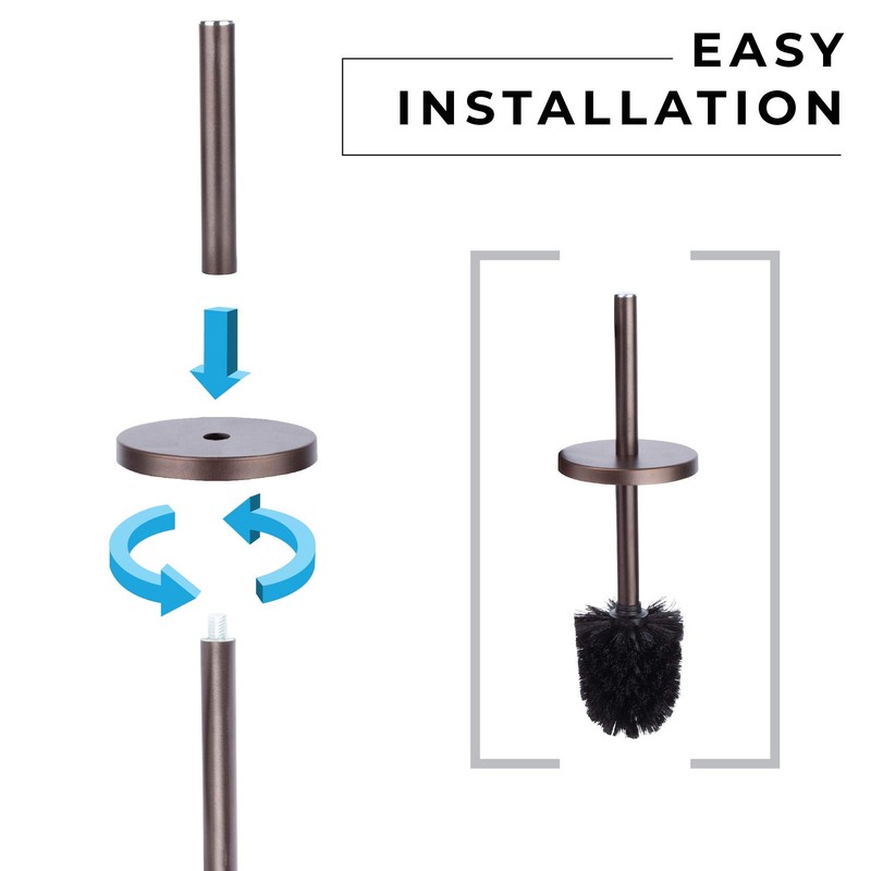 JS Jackson Supplies Sleek Toilet Brush and Holder with Metal