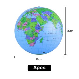 Jagowa 3 Pcs Inflatable Globe PVC World Globe Beach Ball for Geography Teaching Beach School Office Gift