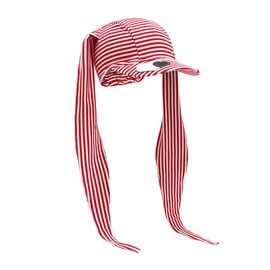 Aelfric Eden Bunny Ears Hat Baseball Cap Women Y2k Cute Stripe Heart Adjustable Sun Hat Red