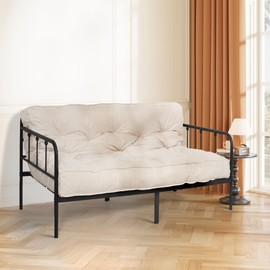 DHMAKER 8-inch Futon Mattress Queen Size, Thick Futon Sofa Couch Bed Foldable Floor Sleeping Pad for Adults, Portable Floor Bed Mattress, Velvet Tatami Mat (Frame Not Included),White, 60"x80"