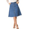 Allegra K Women's Denim Skirts Raw Hem Button Down Midi