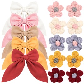 15PCS Hair Bows for Girls, Bright Colors Flower with Alligator Hair Clips, Girl Hair Accessories Set for Kids Toddler Teens with Organizer Box