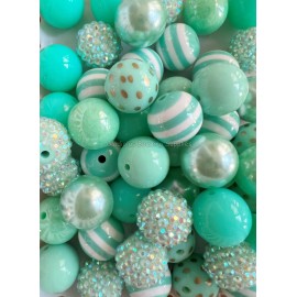 Unbranded 50 Qty 20mm Mint-Blue Theme Set Mixed Acrylic Beads, Bubblegum Beads #107
