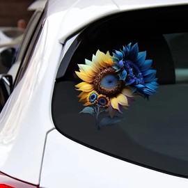 Colorful Sunflower PVC Vinyl Car Decals Stickers Waterproof Self-Adhesive Decals for Cars, Laptops, Trucks, Motorcycles Wall Window Luggage Scratch Cover Door Decor Sticker