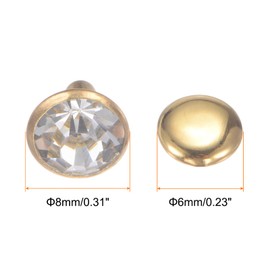 HARFINGTON 20pcs Crystal Rivets 8mm Rhinestone Rivets Rapid Stud rivets for Clothing Leather Crafting Fabric Arts Crafts Decoration Leathercraft DIY Leather-Craft, Gold & Transparent