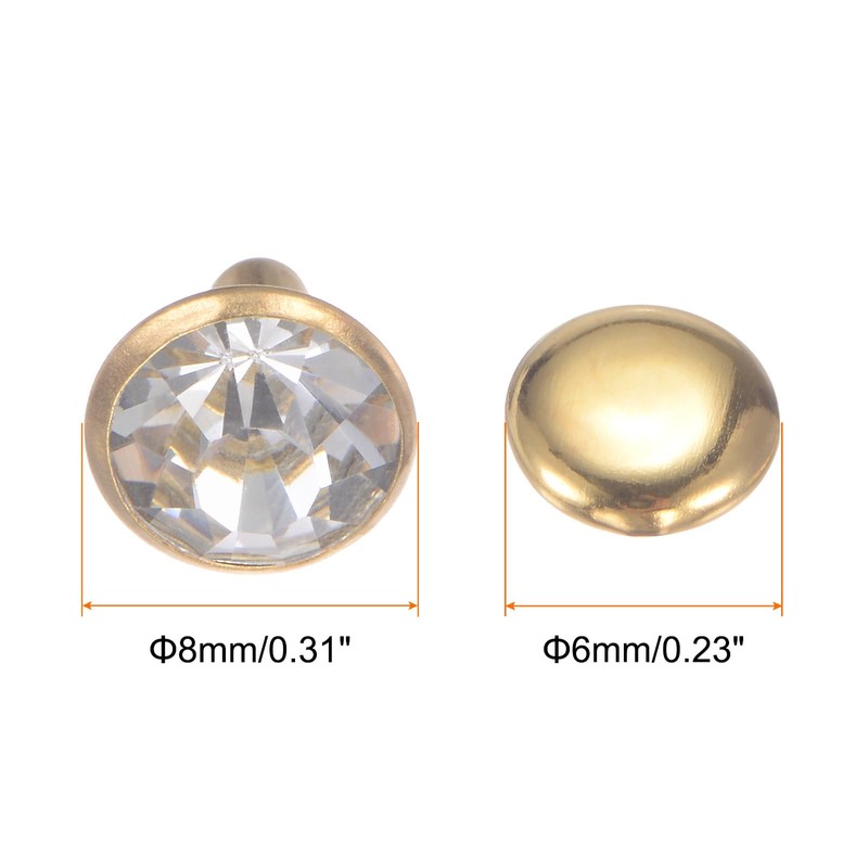 HARFINGTON 20pcs Crystal Rivets 8mm Rhinestone Rivets Rapid Stud rivets