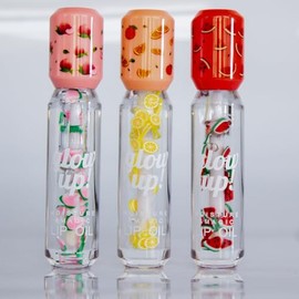 Glam Lux 18 Bundle Set of 3 Cute Lip Gloss, Assorted Fruity Flavors Fruit Charms For Girls, Women, Teens Party Favors, Birthday, Gifts, Long Lasting, Nourishing Glossy