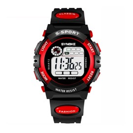 SYNOKE Kids Children Boys Girls Digital Electronic Watch LED Sports Watches Waterproof - Red