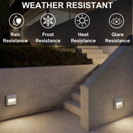 ZONK Outdoor Step Lights 110V-240V Line Voltage, Waterproof IP65 LED Stair Lights, Non-dimmable 4000K Stairway Staircase Lights for House, 3 Pack