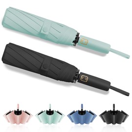 Fogkey 2-Pack Windproof, Waterproof, UV-Blocking Portable Travel Umbrella, Compact Sun & Rain Folding Umbrella, Double Rib Structure, Large Auto Open and Close Car Umbrella