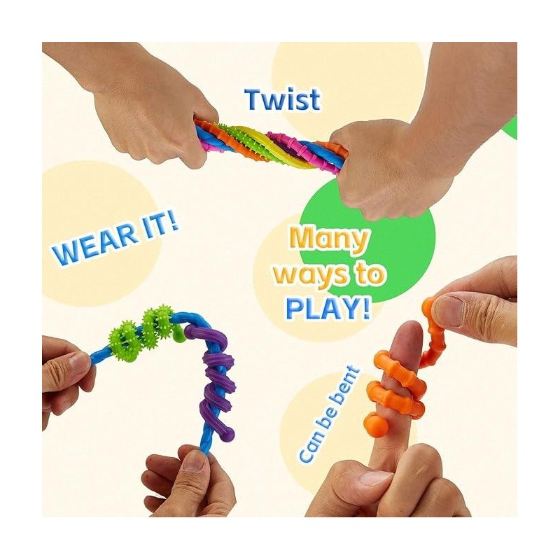 Fidget Toys Sensory Stick Set 6 Pack with Stretchy Textured