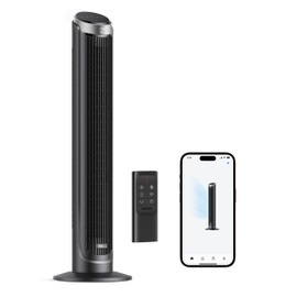 Dreo Smart Tower Fans for Bedroom, 90° Oscillating Fans for indoors, 5 Speeds 4 Modes Max 26ft/s, 12H Timer, LED with Touch, Remote Control, 40" Quiet Bladeless Standing Floor Fan for Home Office