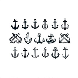 SanerLian Anchor Ship Temporary Tattoo Sticker Waterproof Adult Men Women Hand Arm Shoulder 15X11cm Set of 2 (SF6106)