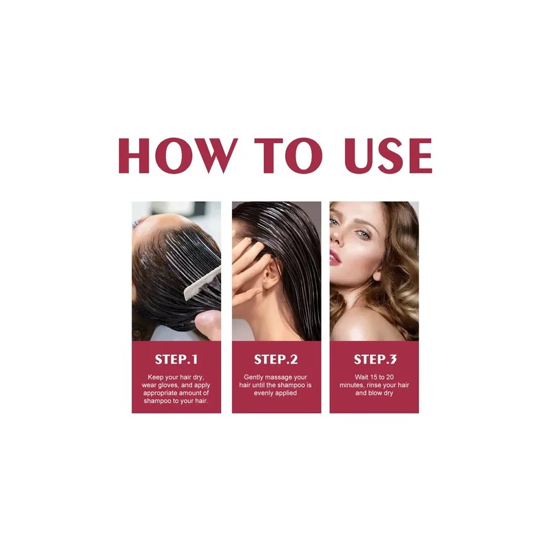 Champú Teñir Cabello Negro Eeloe Rojo Vino