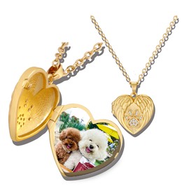 PARTNER Pet Heart Locket Necklace for Women Loss of Pet Dog Loss Sympathy Gift Dog Pet Memorial Gifts for Dogs Dog Memorial Gifts for Loss of Dog Pet Remembrance Gifts Bereavement Gifts Dogs in Memory