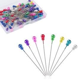 100 Pcs Sewing Pins for Fabric, 2.2 Inch Gourd Shaped Decorative Straight Pins for Corsage Straight Quilting Pins with Colored Heads for Bouquet Fabric Sewing Dressmaking Stitch Crafts