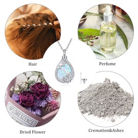 TUGHRA Urn Necklace for Ashes for Women Ash Necklace for Human Ashes 925 Sterling Silver Opal Ashes Keepsake Jewelry Gifts Memorial Lockets Holder Pet Dog Ashes Cremation Jewelry for Ashes