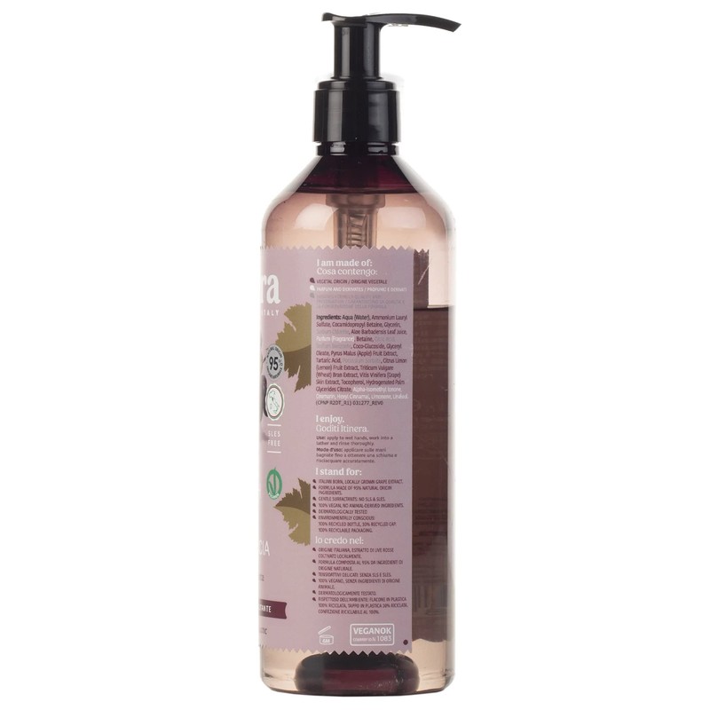 ITINERA Smoothing Liquid Soap with Tuscan Red Grapes, 95% Natural
